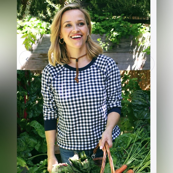 ⭐️ Sale Natalie Sweatshirt in Navy Gingham Draper James - Picture 2 of 3